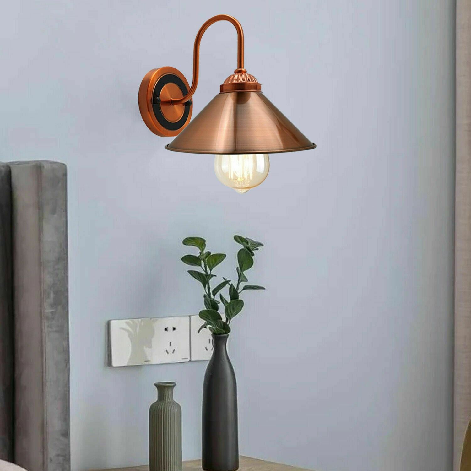 Modern Copper Metal Wall Light Lamp Sconce Fixture Bedroom Hallway with E27 Base~1287 - LEDSone UK Ltd