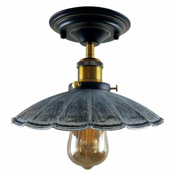 Retro minimalistische plafondlamp voor binnen in de keuken ~1230 – Geborsteld zilver / Met lamp