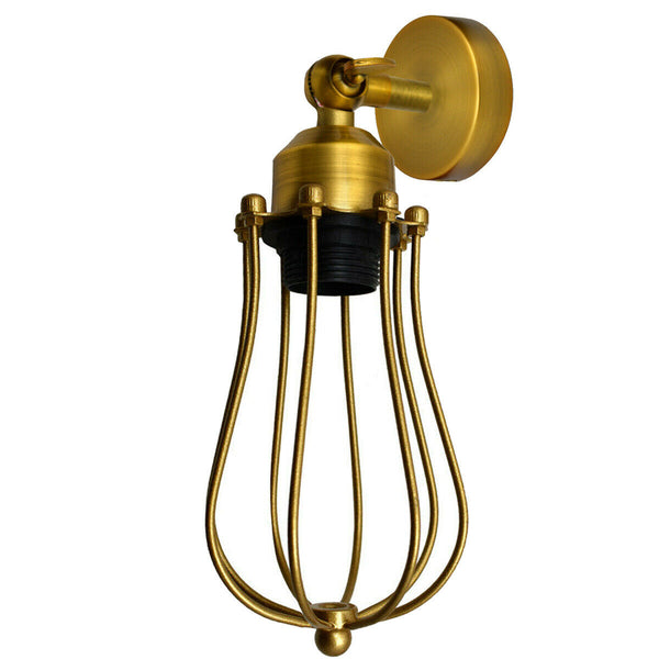 Industrial Wall Lights with Cage Shade Retro Wall Lamp ~2839 – Gold / No
