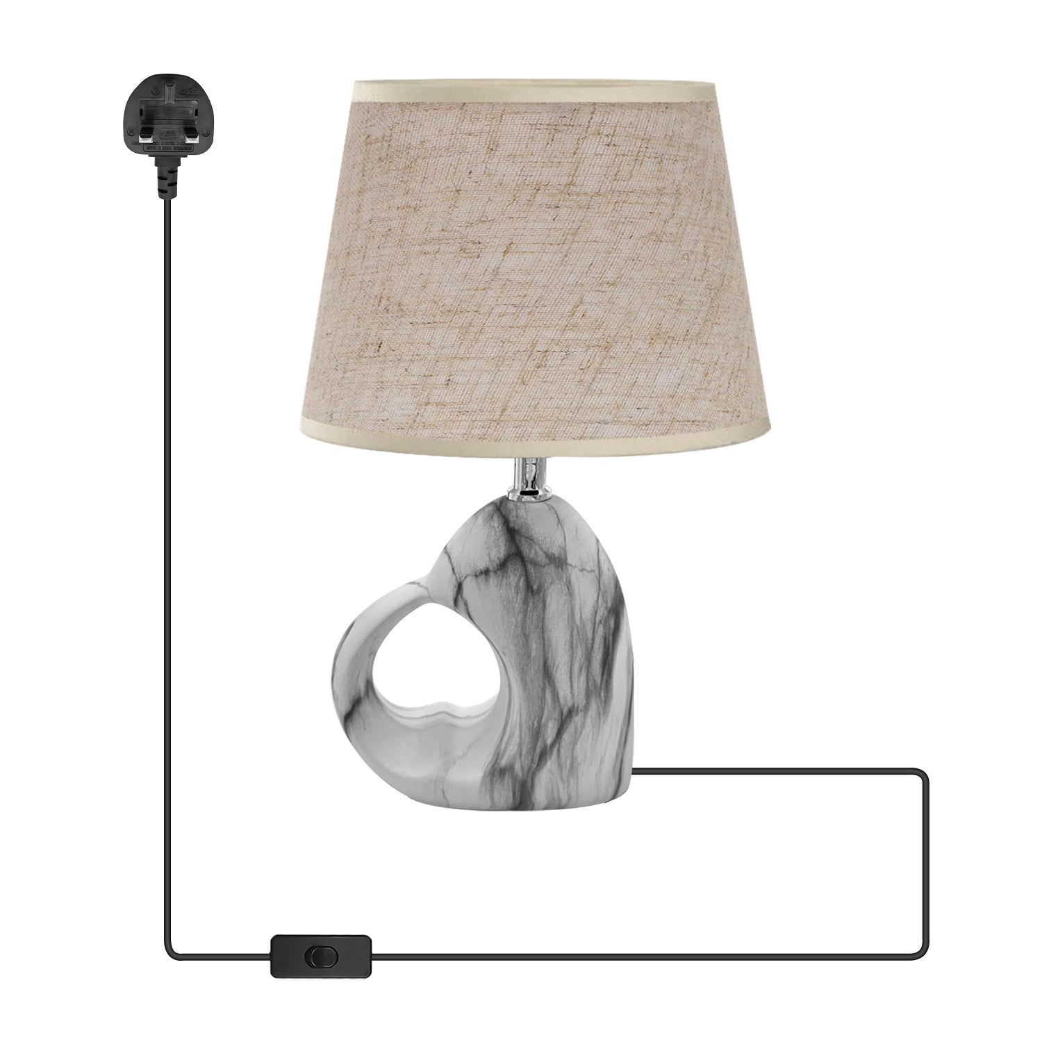 Cream Colour Lampshade Plug in Table lamp