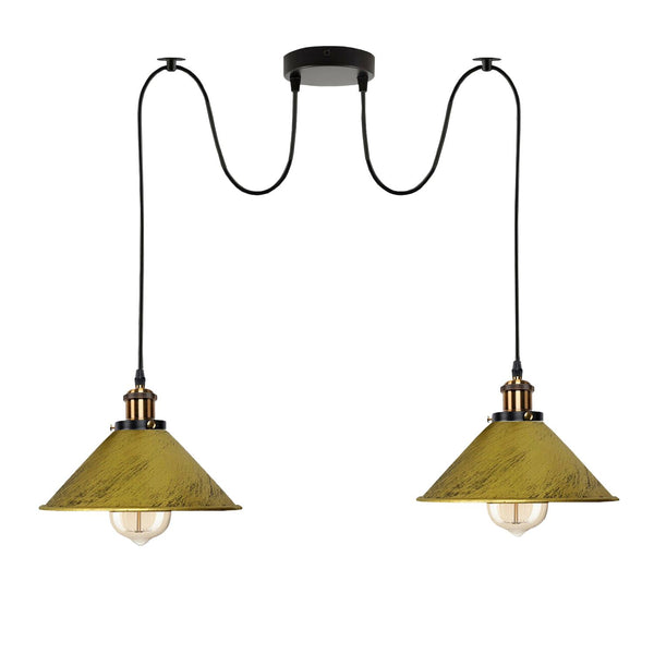 2-way Retro Industrial ceiling cable E27 Hanging lamp pendant light~3403 – Brushed Brass / yes