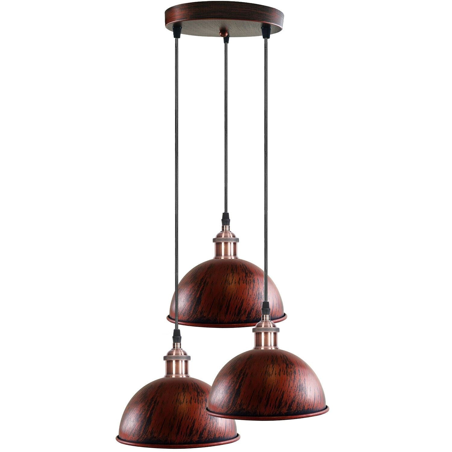 Vintage Industrial Retro 3Head Dome Ceiling Pendant Lamp Shade Light 