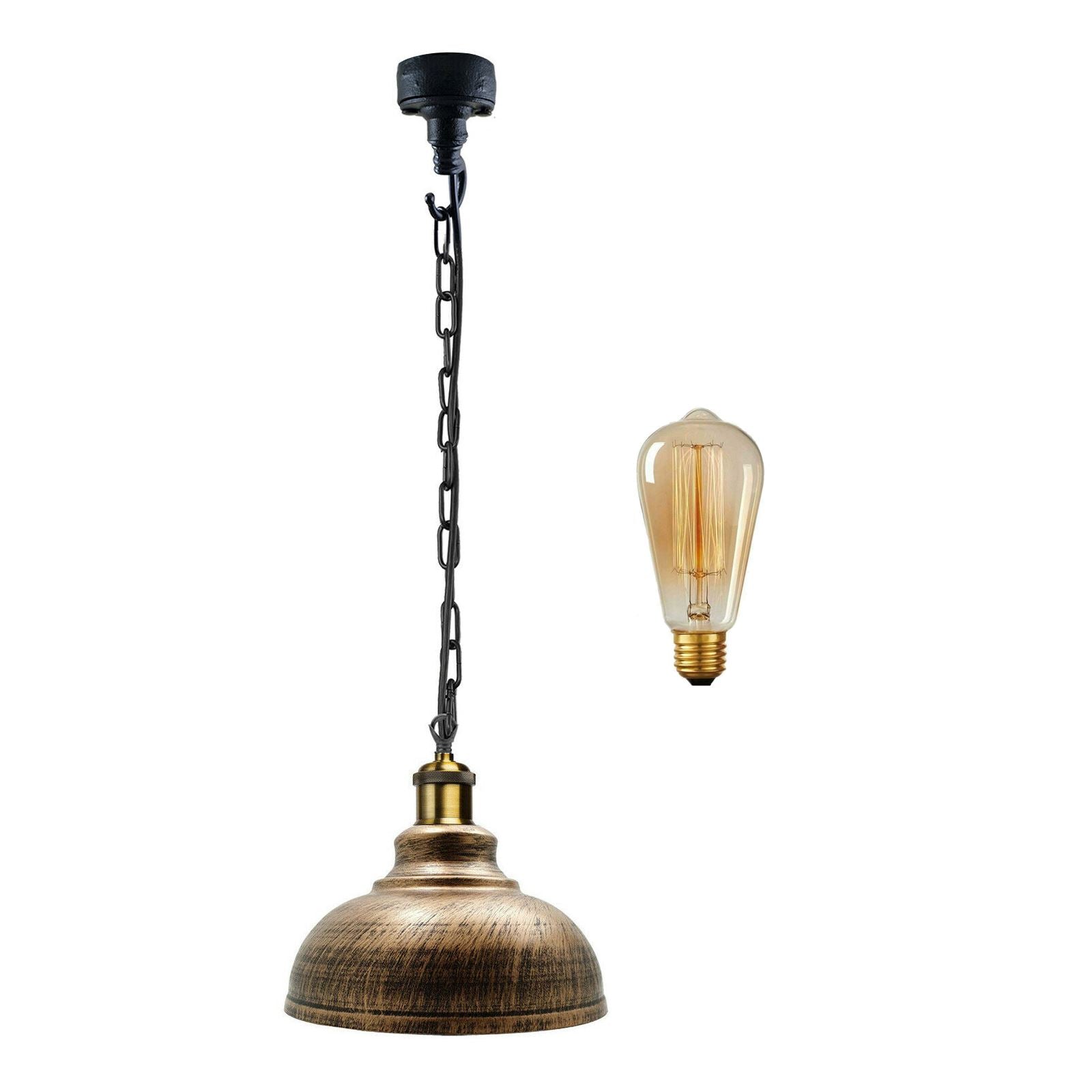 E27 Vintage Retro Industrial Loft Style Metal Conduit Chain Pendant Ceiling Light Lamp Kit~1253 - LEDSone UK Ltd