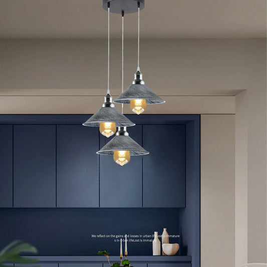 Brushed Silver 3 Pendant Light Fixture Over the Kitchen Island