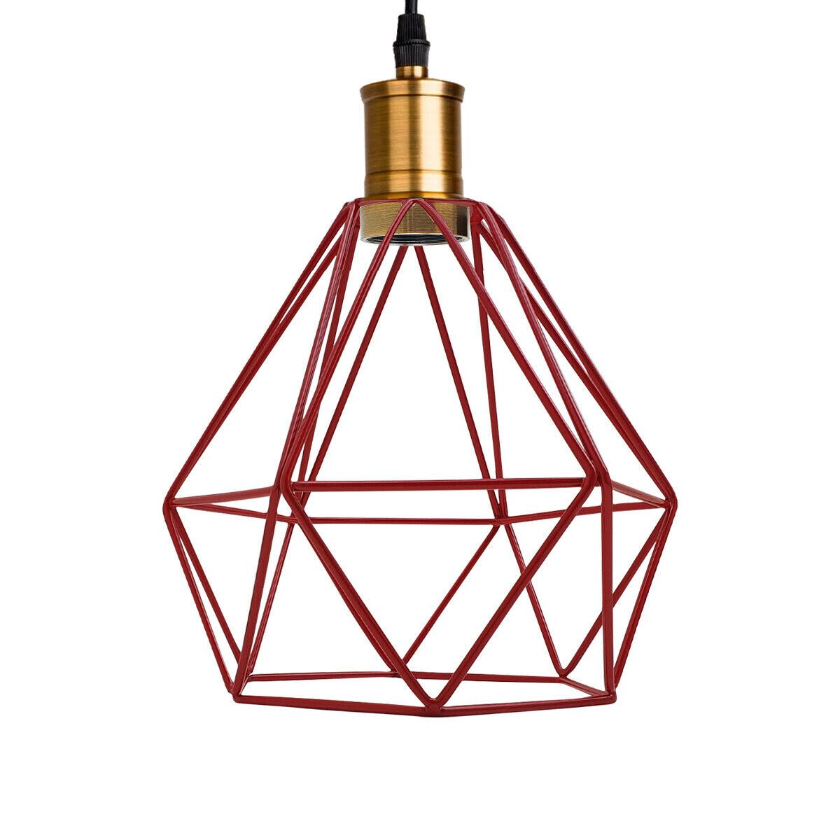 Industrial Retro style 3-Light Pendant lights Adjustable Cord with Diamond Metal Cages~1255 - LEDSone UK Ltd