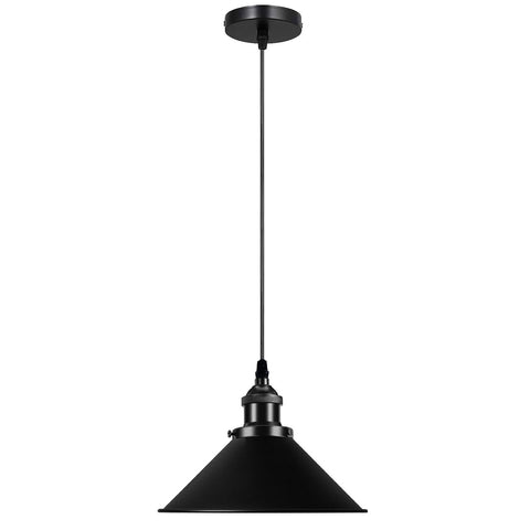 Vintage Ceiling Adjustable Hanging Black Metal Cone Shade Pendant Light Fixture~3393