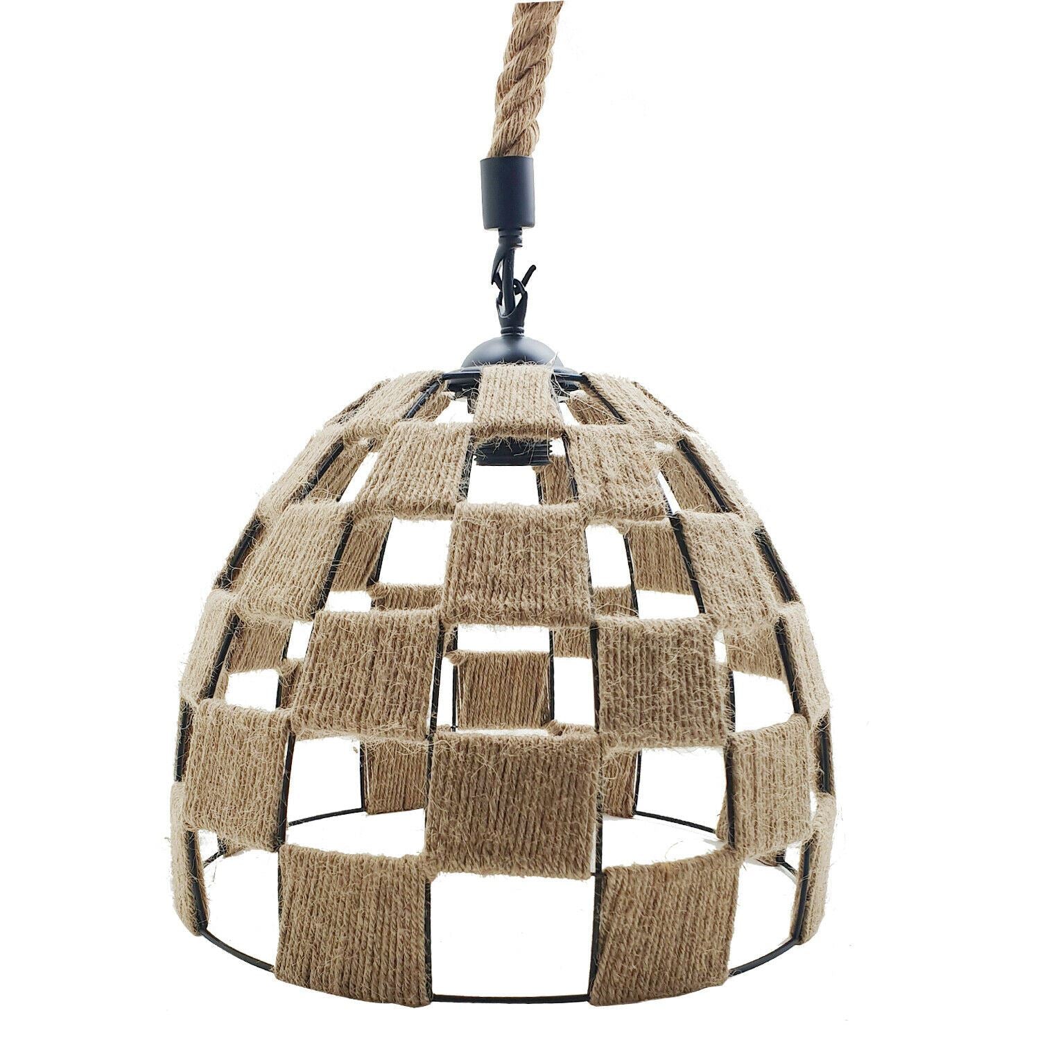 hemp covered metal shade pendant light