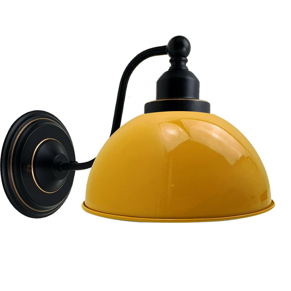 Ledsone Vintage Industrial Dome Wall Light E27 Bedside Sconce~3697 – Yellow / No