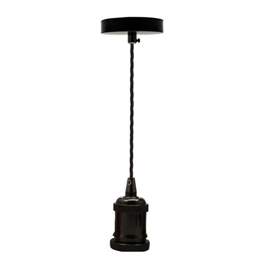 Pendant Light Fitting Ceiling Rose E27 Suspension Black~2380 - LEDSone UK Ltd