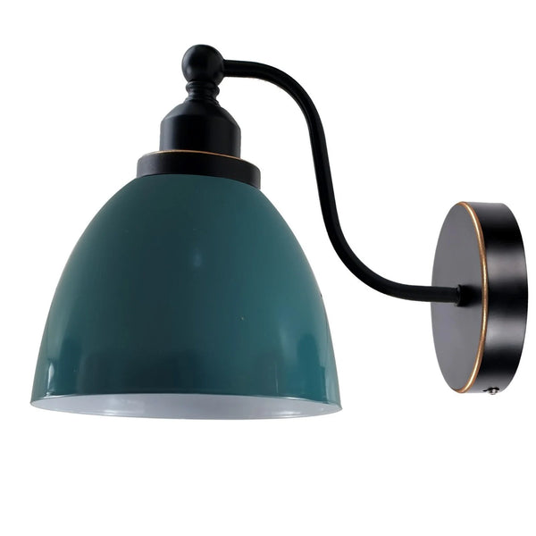 Swan Neck Wall Light Metal Shade Vintage Industrial E27 Fitting ~3918 – Cyan Blue / Yes