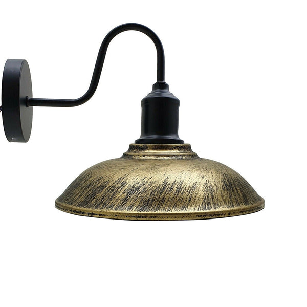 Industrial Wall Light E27 Gooseneck Vintage Style Kitchen Lighting ~1871 – Brushed Brass