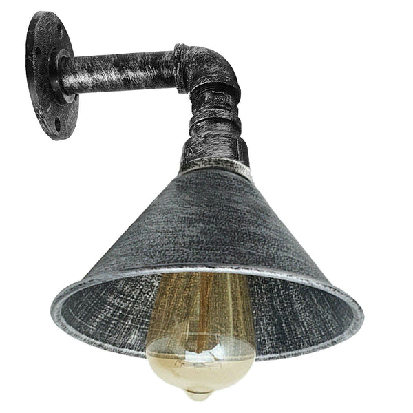 Industriële wandlamp Shabby Chic Vintage Wandverlichting ~1257 – Met lamp / Geborsteld zilver