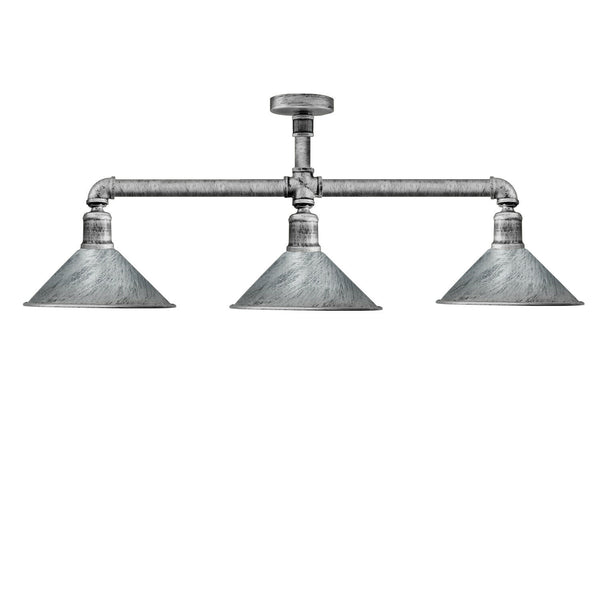 Vintage industriële waterleiding plafondlamp, retro steampunk verlichting, VK ~ 3526 – Geborsteld zilver / Nee