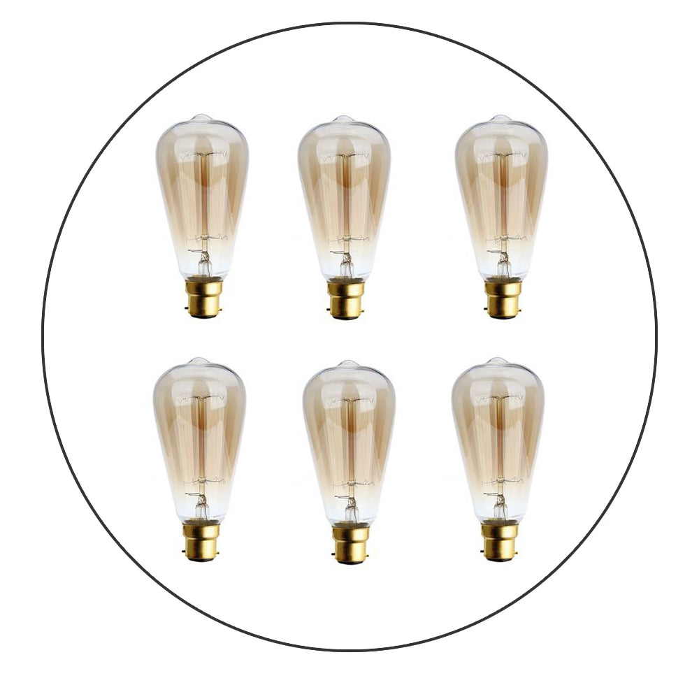 6 Pack Dimmable B22 60W Edison Vintage Filament Candle Pearl Shaped Light Lamp Bulb - Shop for LED lights - Transformers - Lampshades - Holders | LEDSone UK