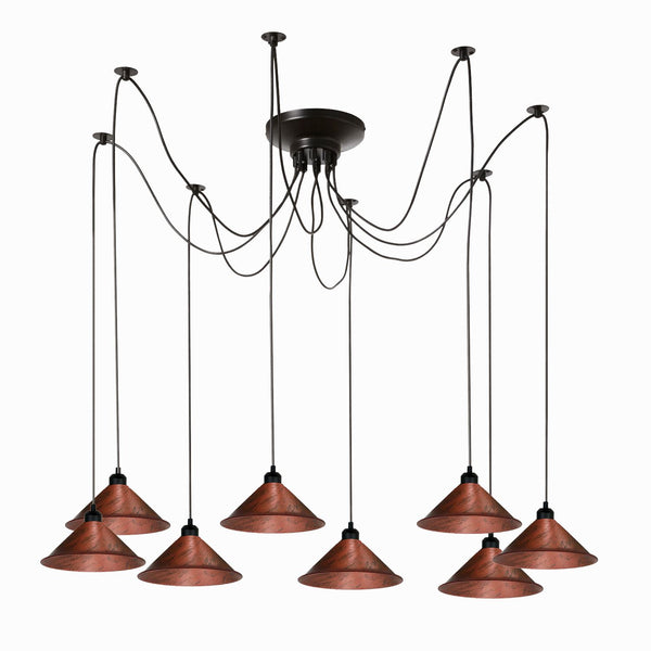 Lámpara colgante moderna industrial rústica con pantalla de metal en forma de araña roja ~3397 – Colgante de 8 vías / No