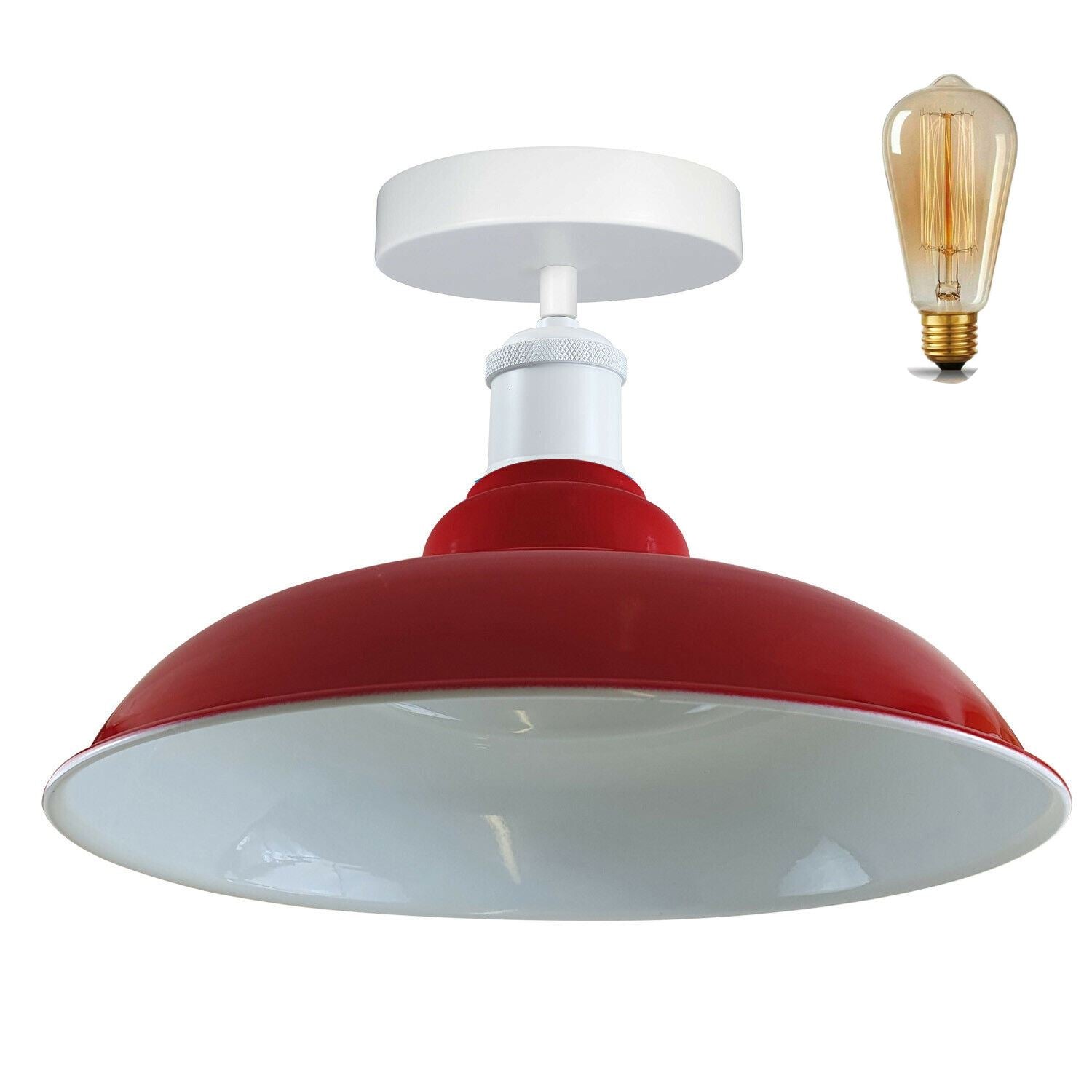 Modern Industrial Style Ceiling Light Fittings Metal Flush Mount Bowl Shape Shade Indoor Lighting, E27 Base~1192 - LEDSone UK Ltd