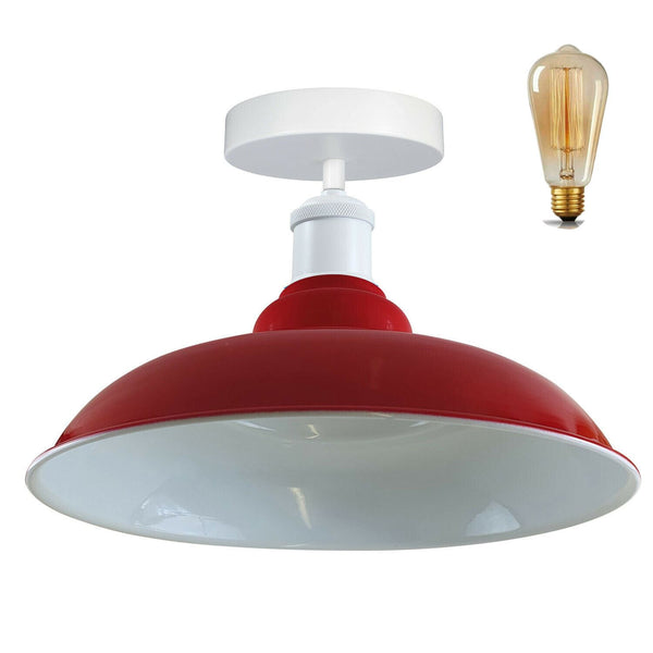 Metalen plafondlampenkappen voor gangen ~1192 – Met lamp / Rood