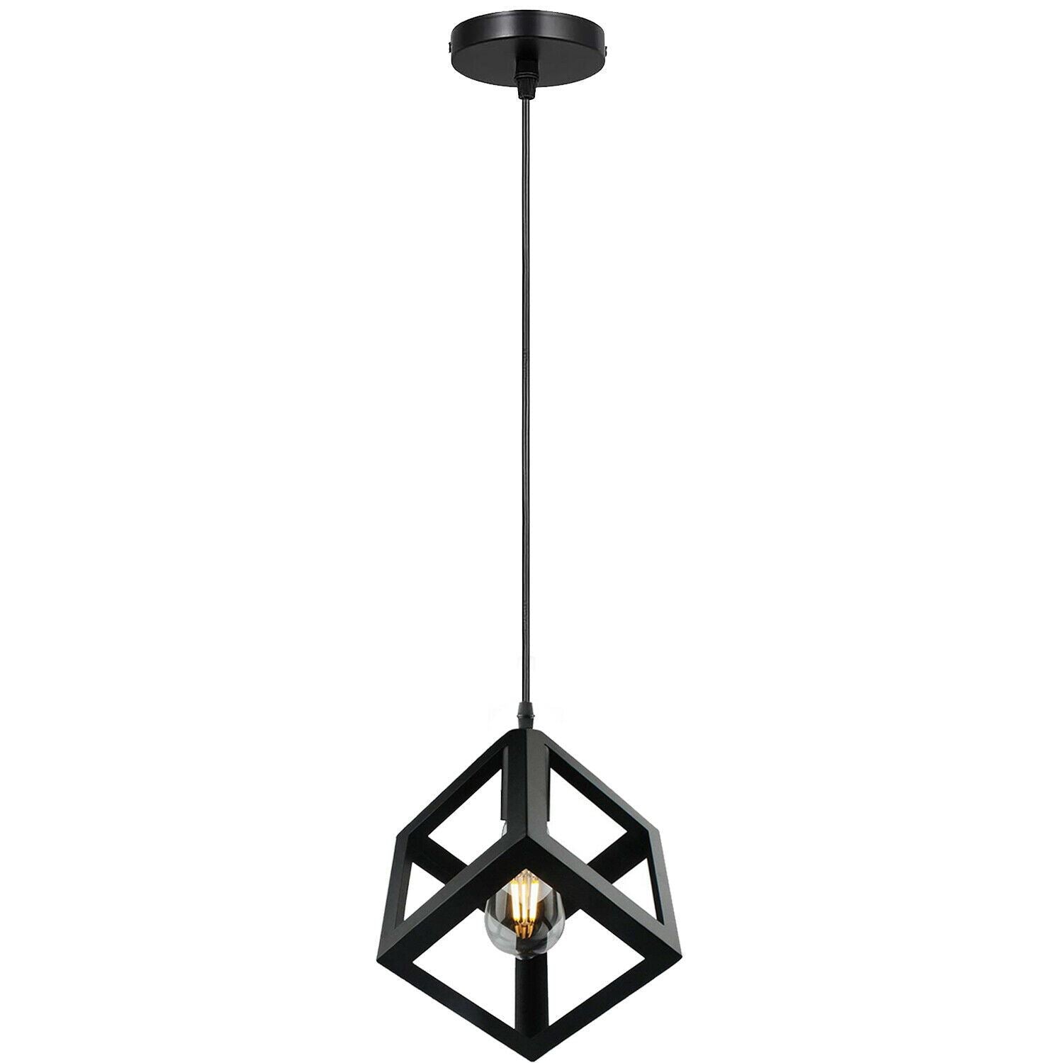 Vintage Industrial 1/3 Light Black Square Cluster Pendant Light Fitting~1256 - LEDSone UK Ltd