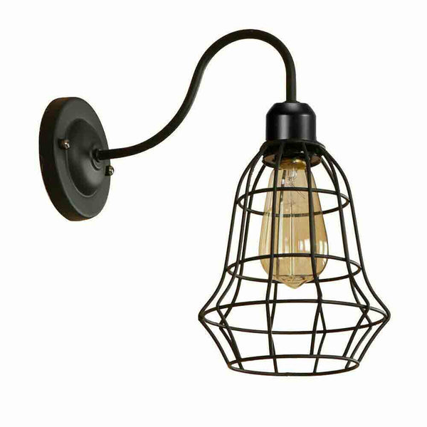 Industrial Cage Wall Light Vintage E27 Matt Black~2900 – Luster Shape