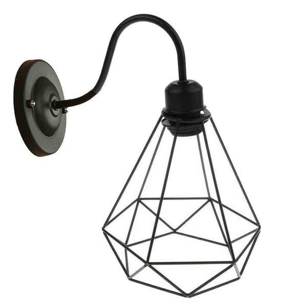 Industrial Cage Wall Light Vintage E27 Matt Black~2900 – Diamond Shape