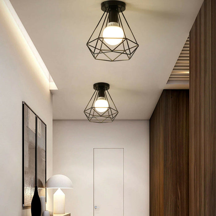 Black and rose gold wire cage ceiling light shade with E27 base