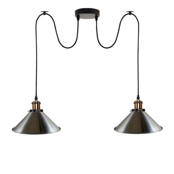 2-way Retro Industrial ceiling cable E27 Hanging lamp pendant light~3403 – Stain Nickel / yes
