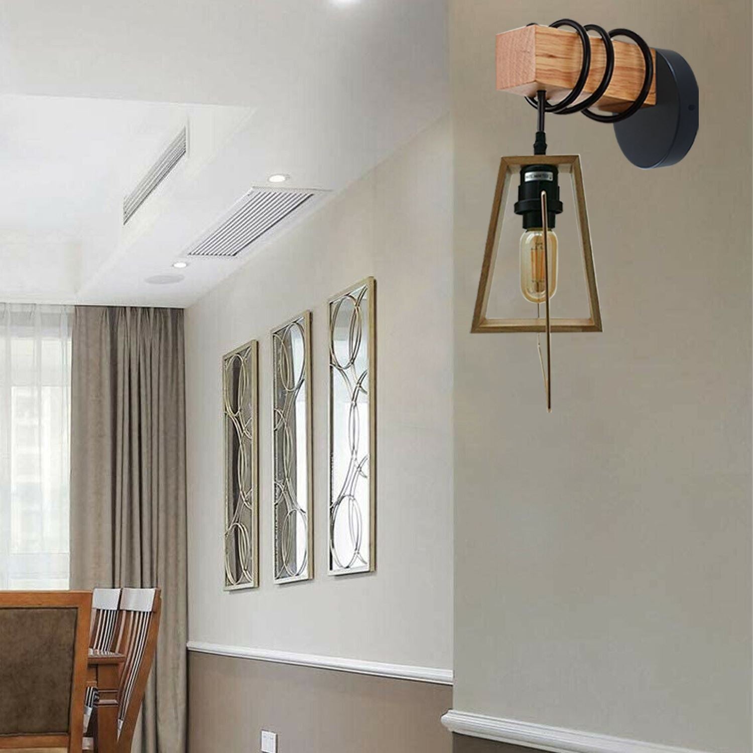 Modern Vintage Retro Industrial Wood Sconce Wall Light Lamp Fitting Fixture~1240 - LEDSone UK Ltd