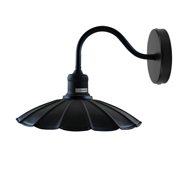 Industrial Umbrella Wall Sconce Brushed Copper Scalloped Art Deco Fitting~1499 – Black