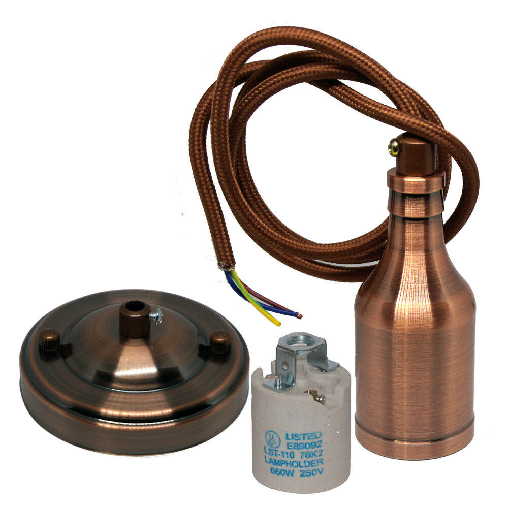 Copper E27 Metal Bulb Holder Pendant Light~3142 - LEDSone UK Ltd