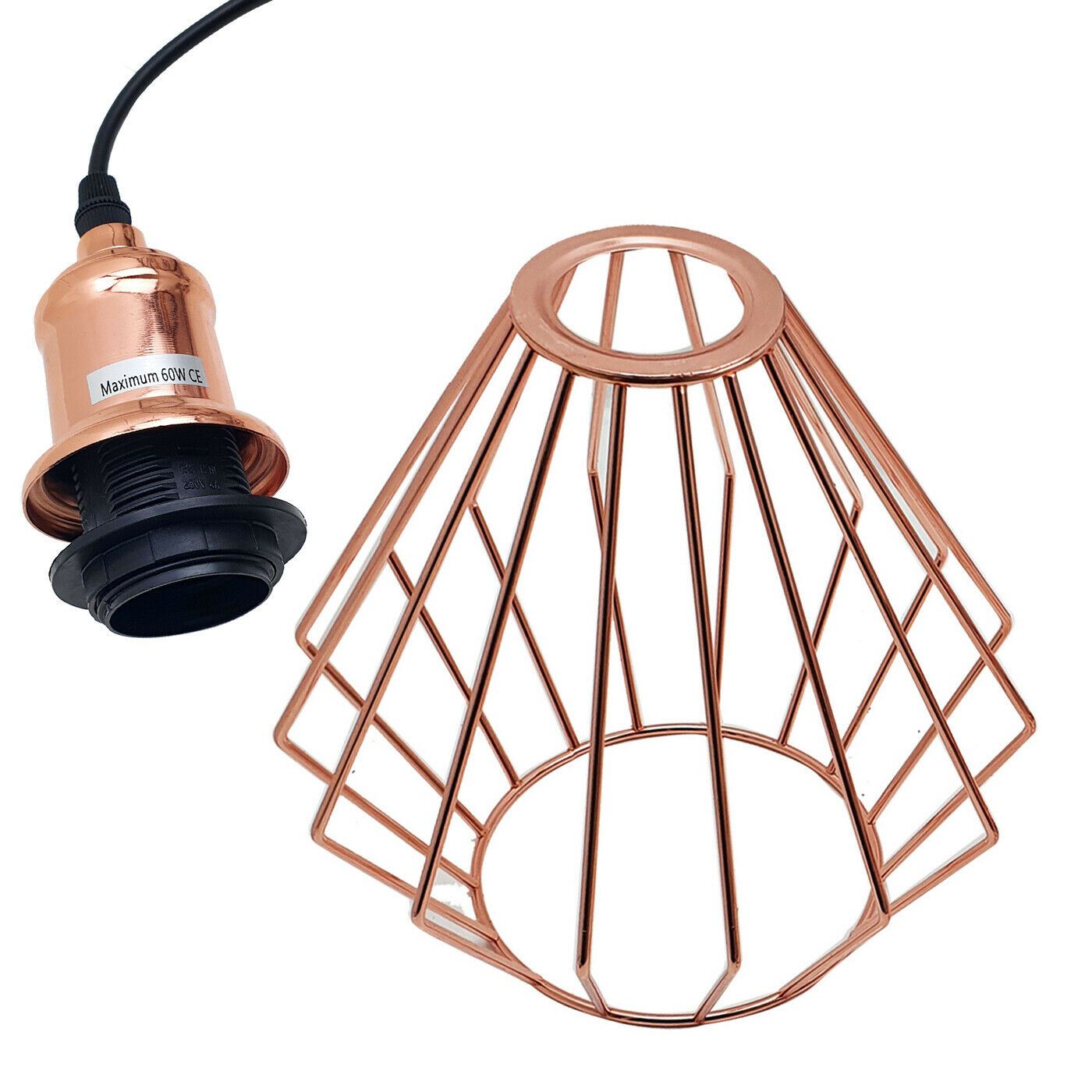 Vintage Industrial Metal Diamond Cage Ceiling Pendant Light Modern Hanging Lamps