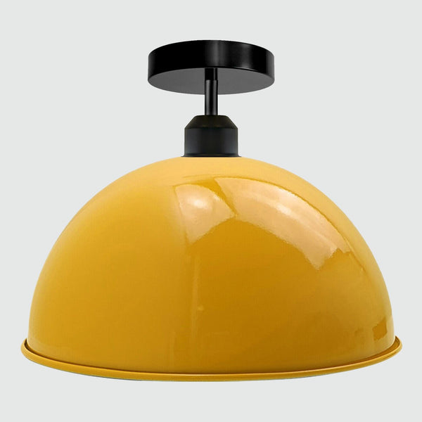 Industriële vintage koepelvormige lampenkappen ~3394 – Geel / Nee