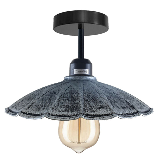 Moderne industriële retro metalen plafond hanglamp ~1402 – Geborsteld zilver / Met lamp