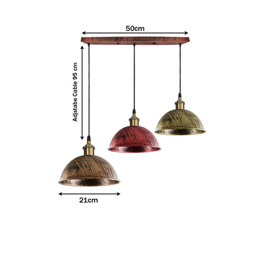 Vintage Industrial Retro 3Head Dome Ceiling Pendant Lamp Shade Light Kit~1248 - LEDSone UK Ltd