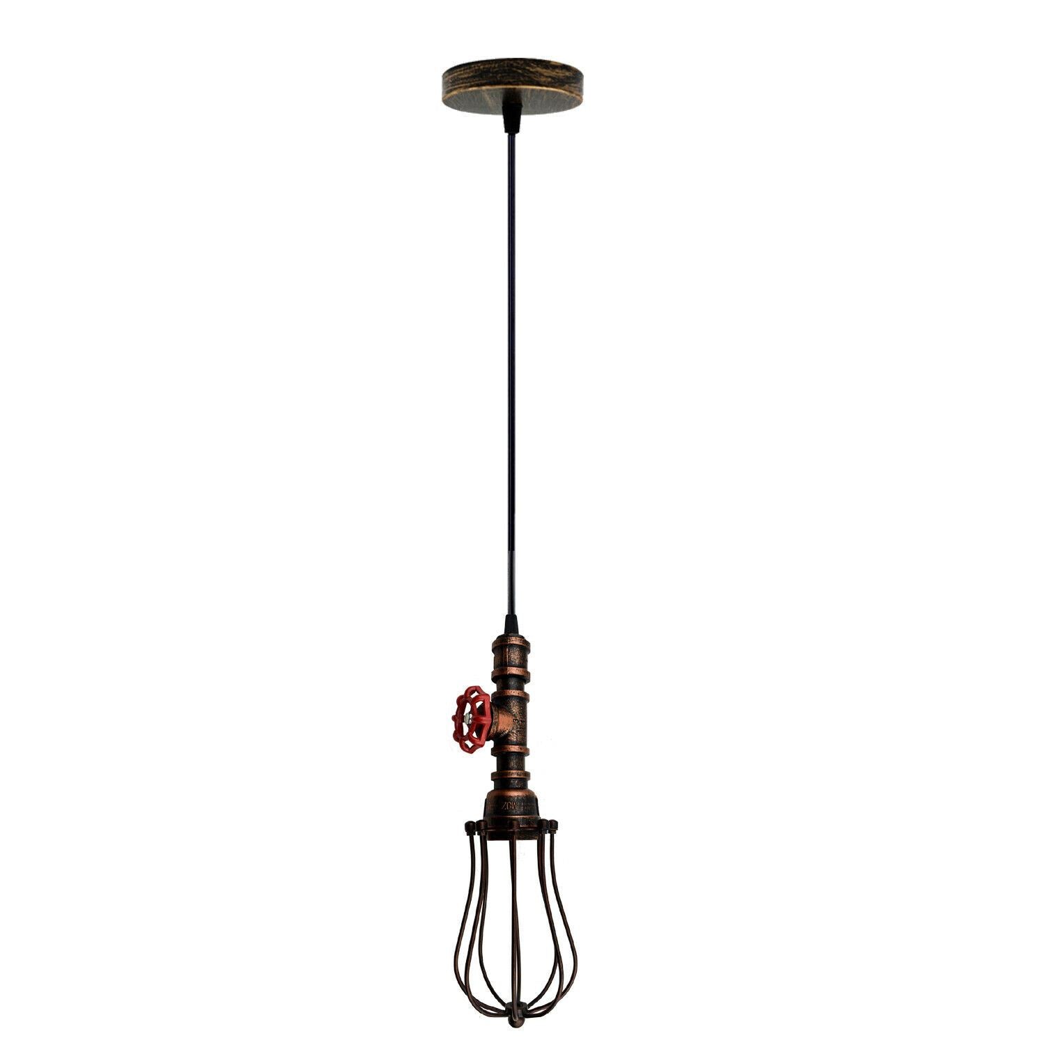 Rustic Red Pendant Light Steampunk Pipe Light Balloon Cage Lamp Hanging Indoor Light Fitting For Kitchen, Living room~1194 - LEDSone UK Ltd