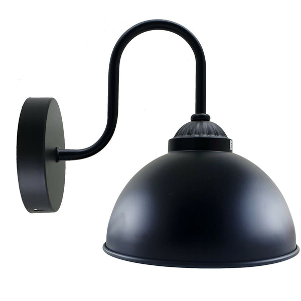 Retro Wall Lamp with Dome Metal Shade, E27 Indoor Wall Lighting Fixtures~1264 – Without Bulb / Black