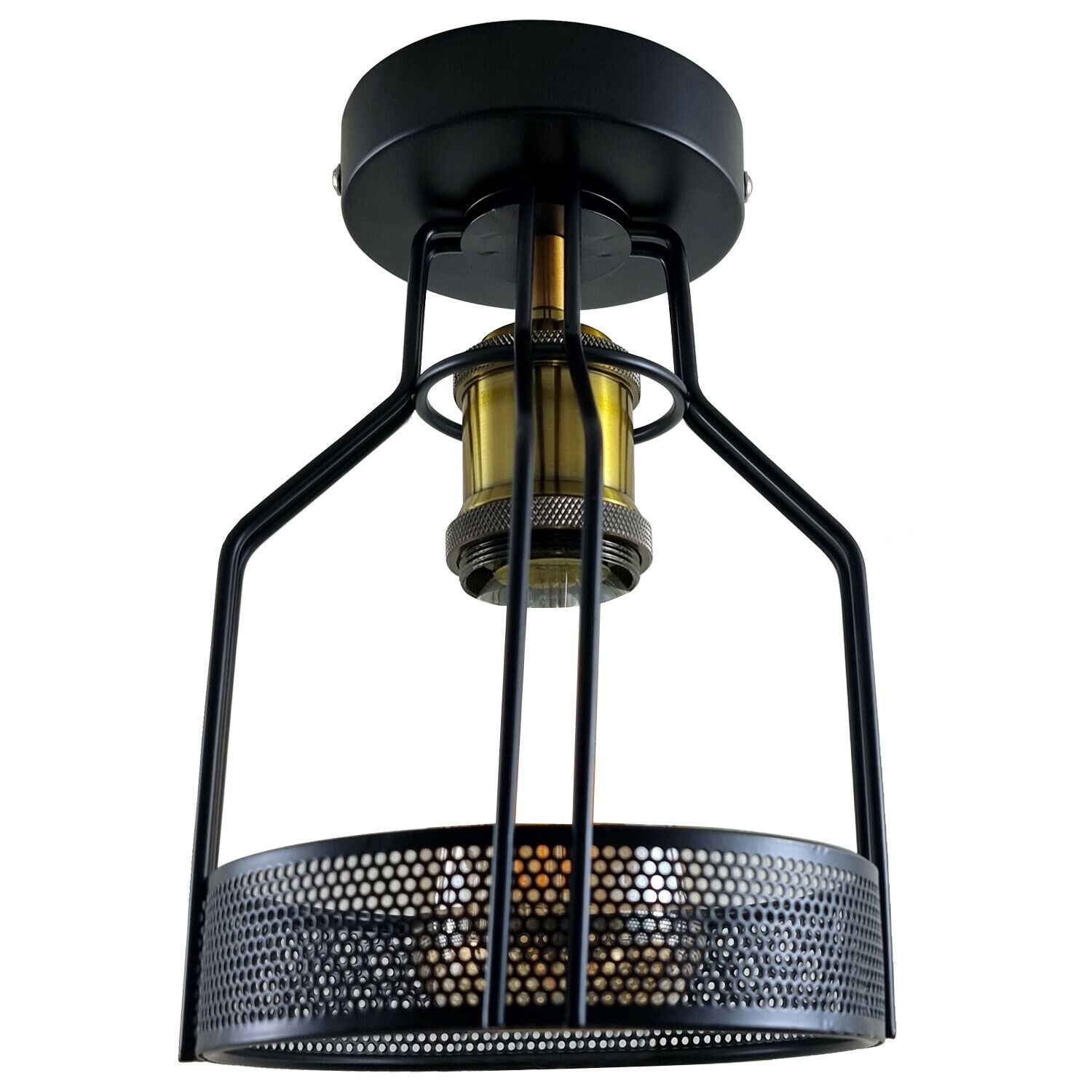 Vintage Industrial Semi Flush Mount Cage Easy Fit Indoor Light~1219 - LEDSone UK Ltd
