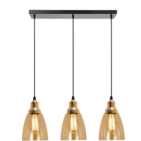 3 Outlet Industrial Retro Loft Glass Ceiling Lampshade Pendant Light~1428