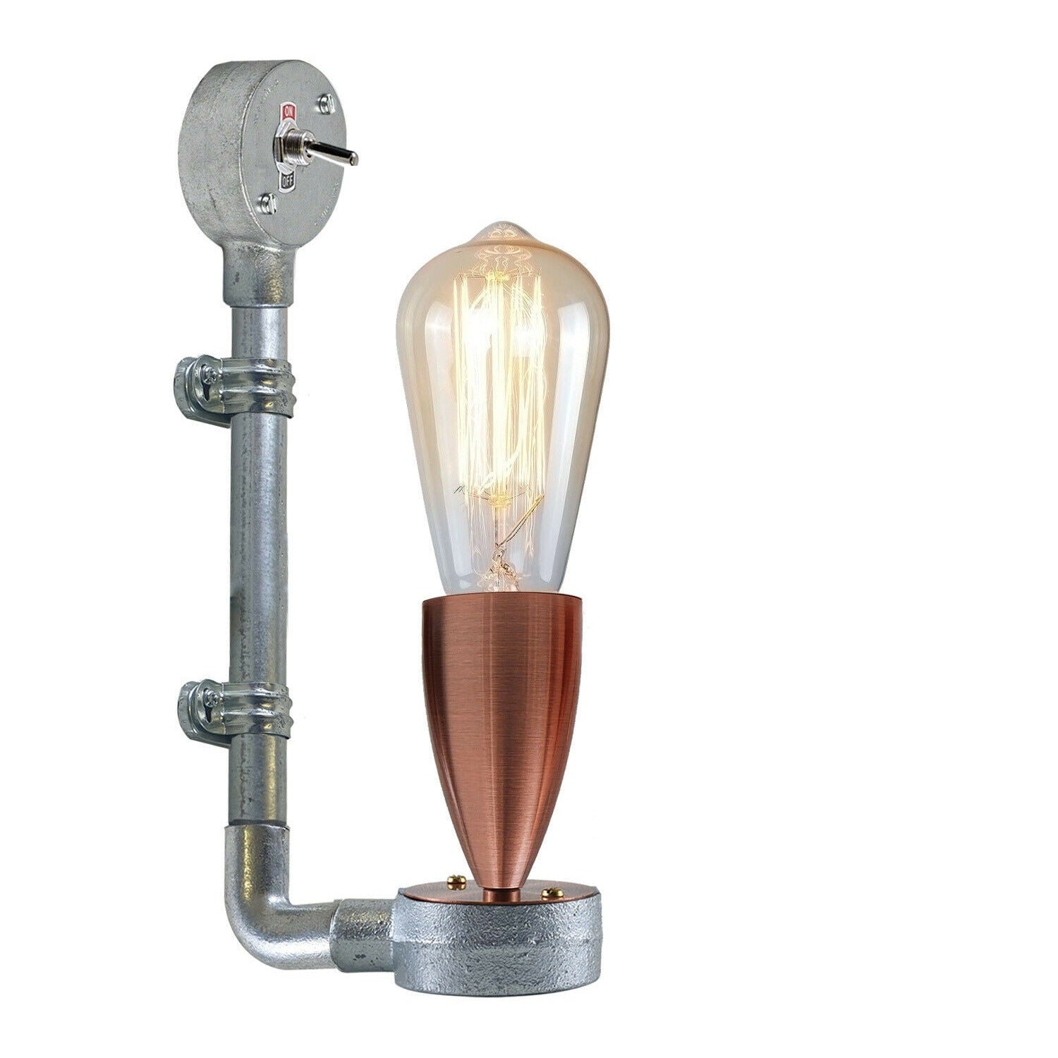 Industrial Retro Stylish Wall Designer Light Galvanized conduit Wall Light~3409 - LEDSone UK Ltd