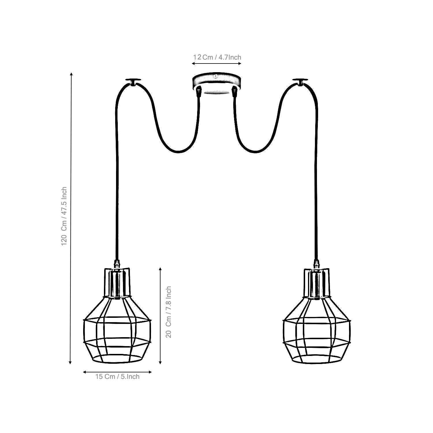 Retro Industrial 2 Way Indoor Ceiling Pendant Chandelier Hanging Light Metal Nest Cage~3390 - LEDSone UK Ltd