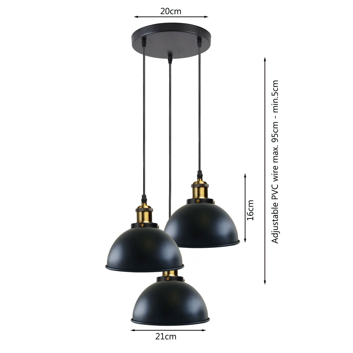 LEDSone Vintage Industrial Metal Ceiling Pendant Shade Modern Hanging Retro with various pattern Light black colour ~1259 - LEDSone UK Ltd
