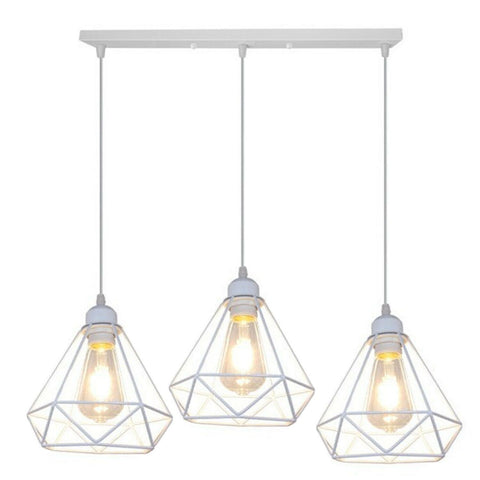 Retro Industrial White Diamond Cage Ceiling Pendant Light Hanging Indoor Lighting ~1182