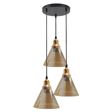 3 Outlet Industrial Retro Loft Glass Ceiling Lampshade Pendant Light~1428