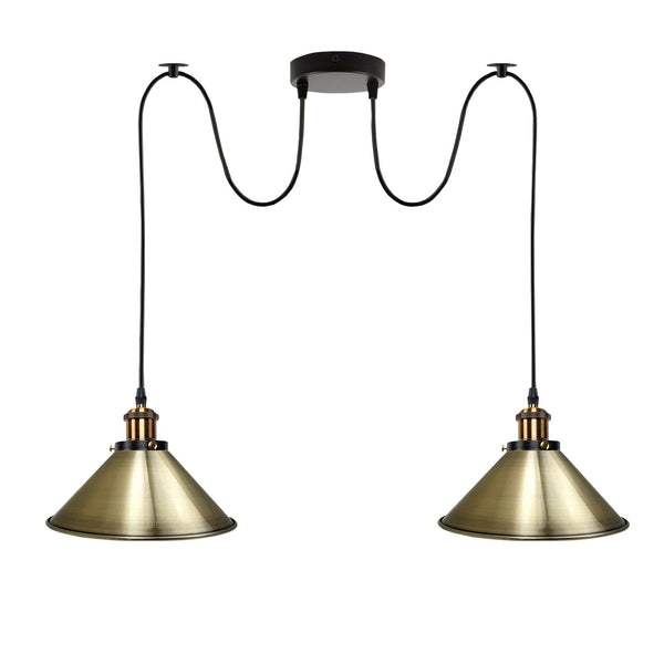 2-way Retro Industrial ceiling cable E27 Hanging lamp pendant light~3403 – Green Brass / No