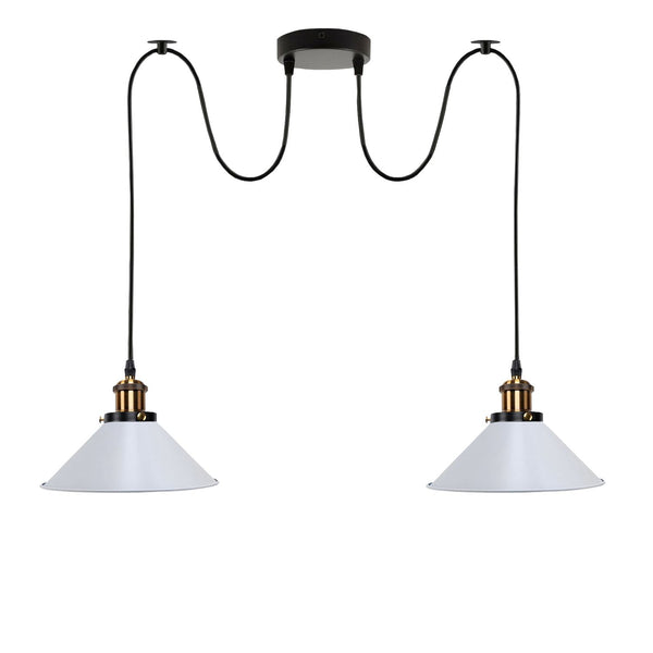 2-way Retro Industrial ceiling cable E27 Hanging lamp pendant light~3403 – White / yes