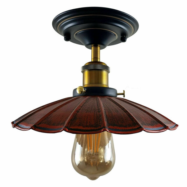 Retro minimalistische plafondlamp voor binnen in de keuken ~1230 – Rustiek Rood / Met lamp