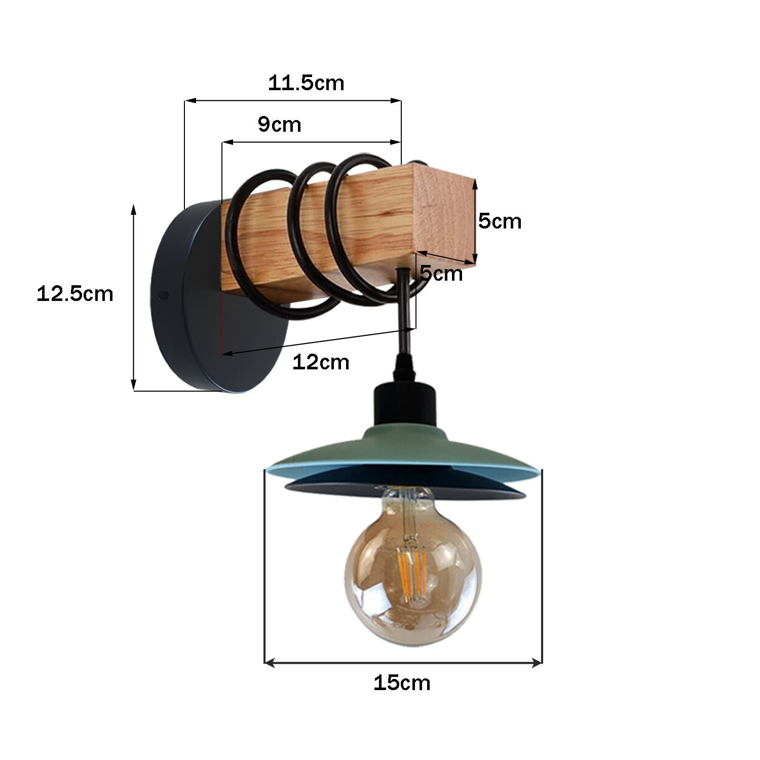 Wall Sconces Lighting Vintage Industrial Wood Indoor Wall Light Metal Double Shade Wall Lamp~1216 - LEDSone UK Ltd