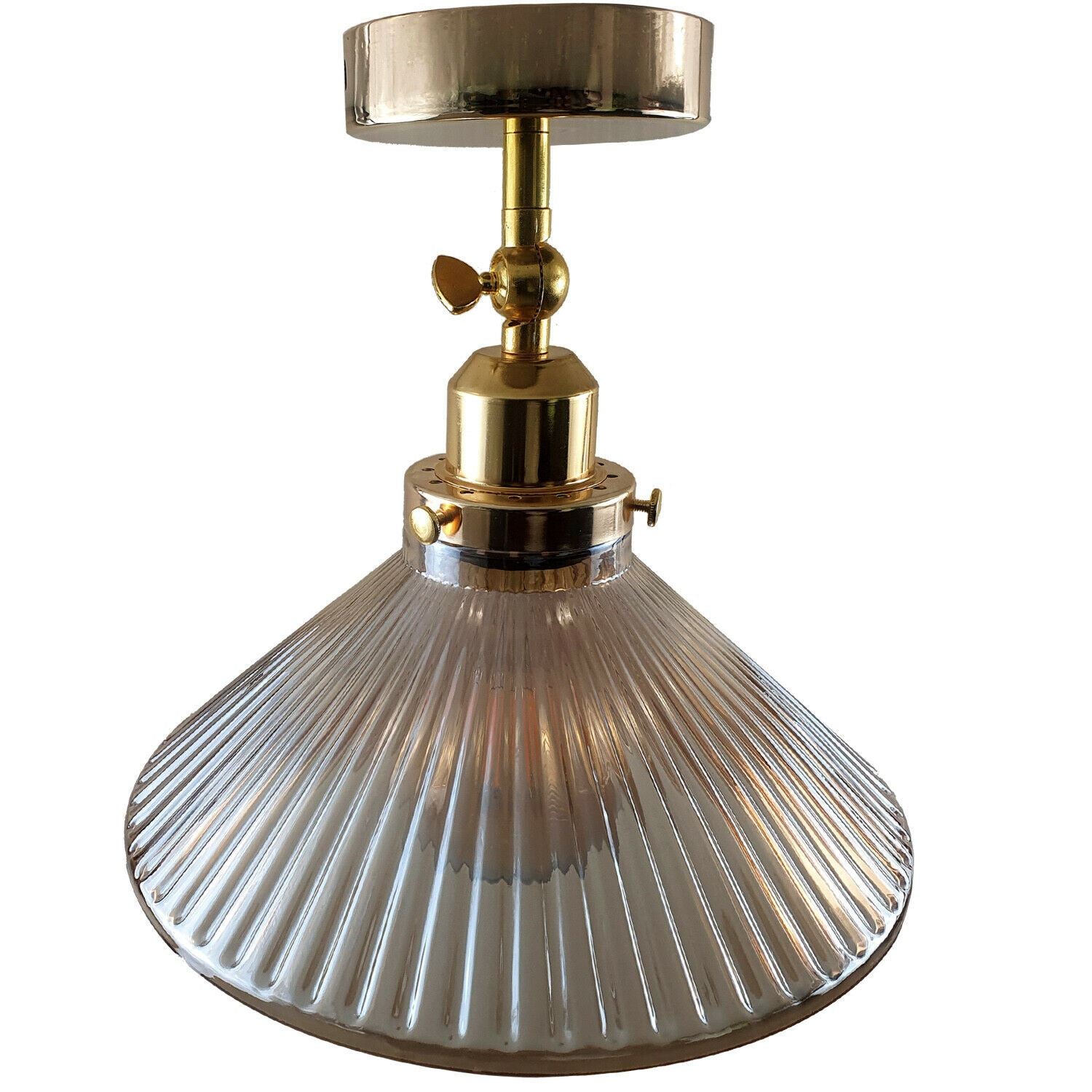 Vintage Modern Ceiling Pendant Light Flush Mount  Amber Glass Shade~1382 - LEDSone UK Ltd