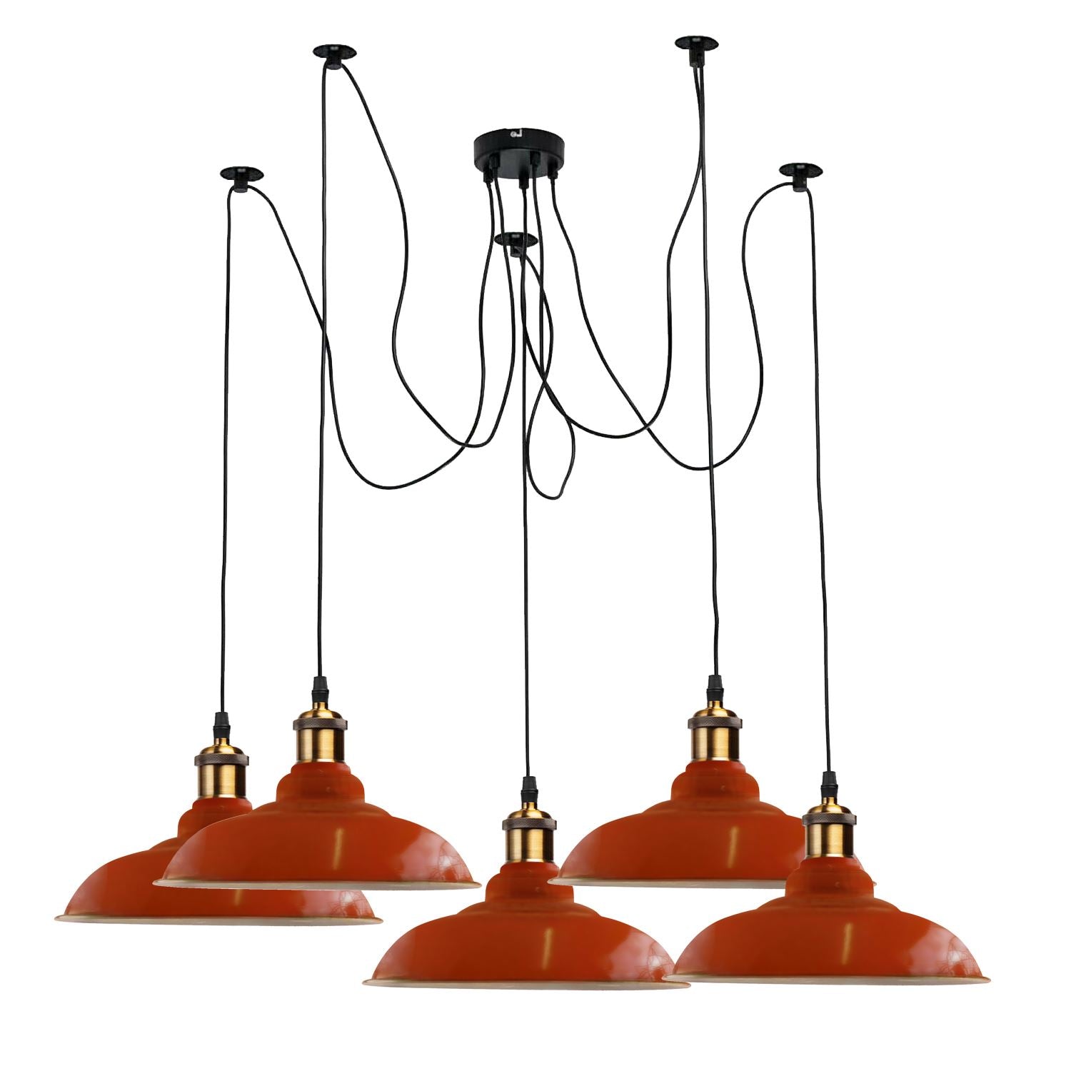 Vintage 5 Way Chandelier Spider Ceiling Indoor Lamp Fixture Metal Curvy Shade~3399 - LEDSone UK Ltd