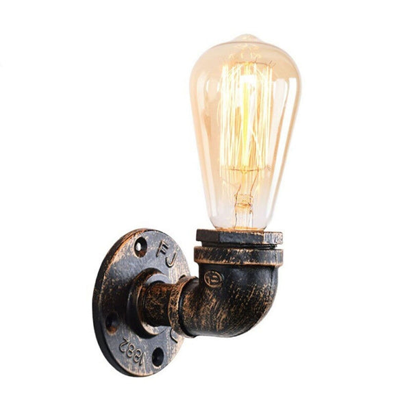 Vintage industriële waterpijplamp, retro-licht, steampunk wandlamp + gratis lamp ~ 2136 – Geborsteld koper