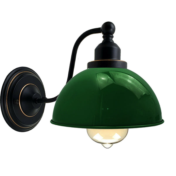 Ledsone Vintage Industrial Dome Wall Light E27 Bedside Sconce~3697 – Green / Yes